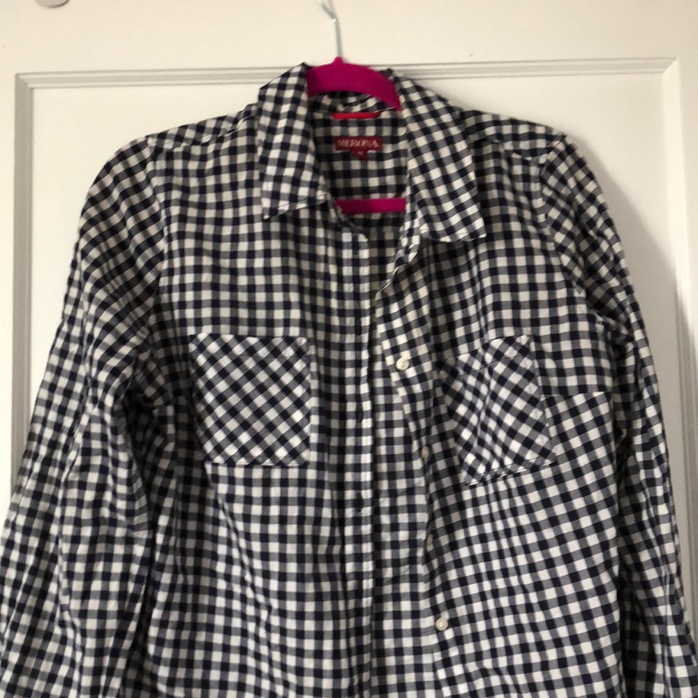 Navy gingham shirt large